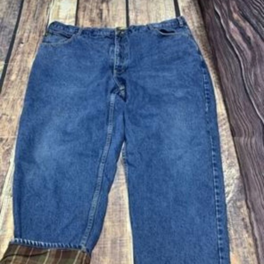 JEANS CABELAS Mens 50x30 Flannel Lined Heavy Duty Straight Leg Denim Jeans